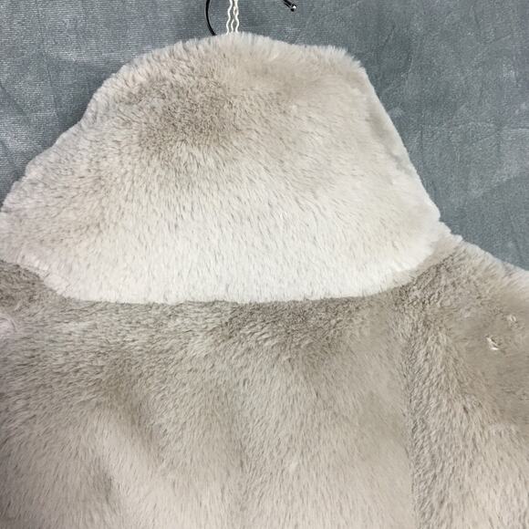 Abercrombie & Fitch Faux Fur Light Grey Women's Puffer Jacket Winter Coat Crop S - Picture 11 of 16